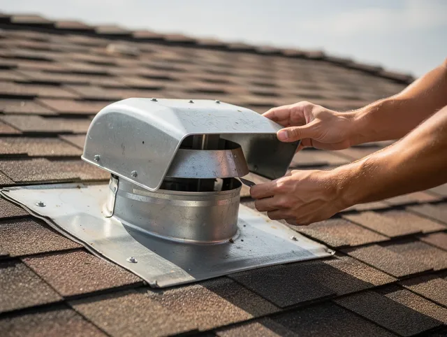 Citrus Dryer Vent Cleaning certified technician safely cleaning a roof-mounted dryer vent in Citrus
