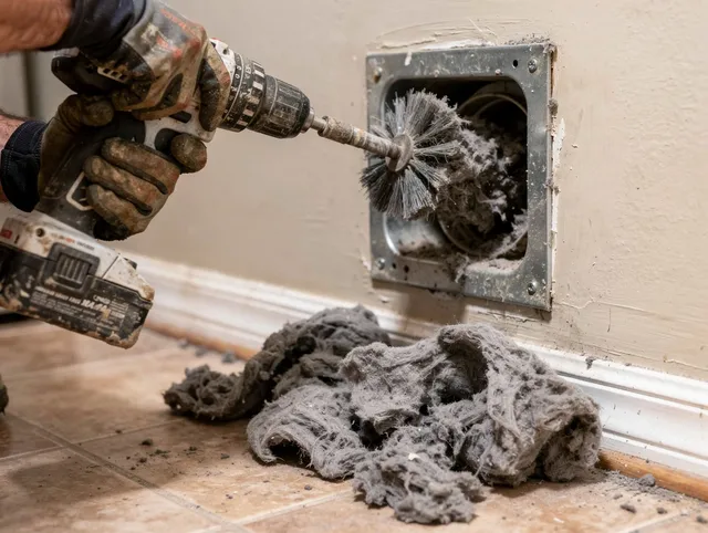 Certified Citrus Dryer Vent Cleaning technician performing dryer vent cleaning in Citrus