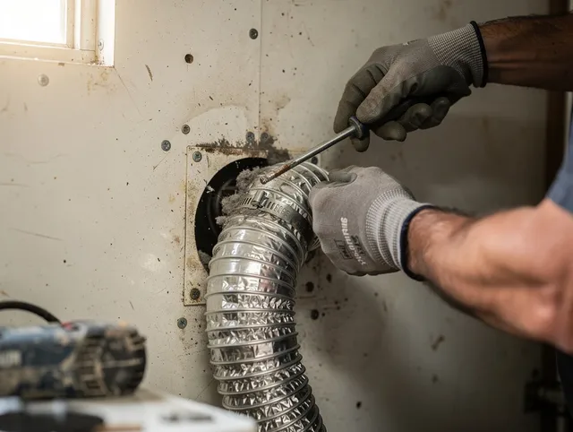 Citrus Dryer Vent Cleaning technician performing precise dryer vent hose installation in Citrus